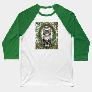Cute Maine Cat With Pine Baseball T-Shirt